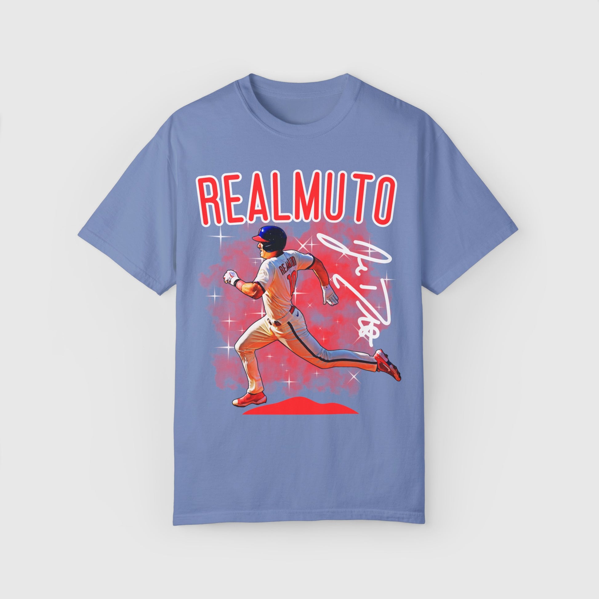J.T. Realmuto Signature Tee Product Pic Front Washed Denim
