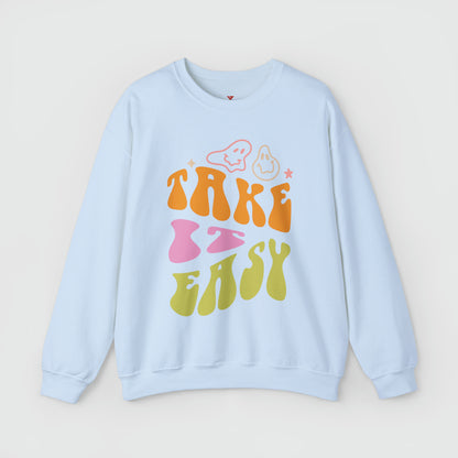 Take It Easy Crewneck Product Pic Front Light Blue