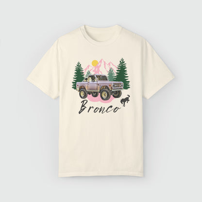 Ford Pink Bronco Vintage Tee Product Pic Front Ivory