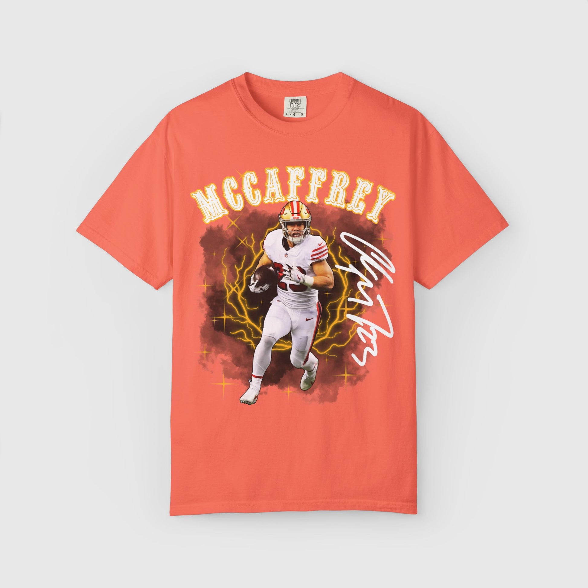 Christian McCaffrey Signature Tee Bright Salmon