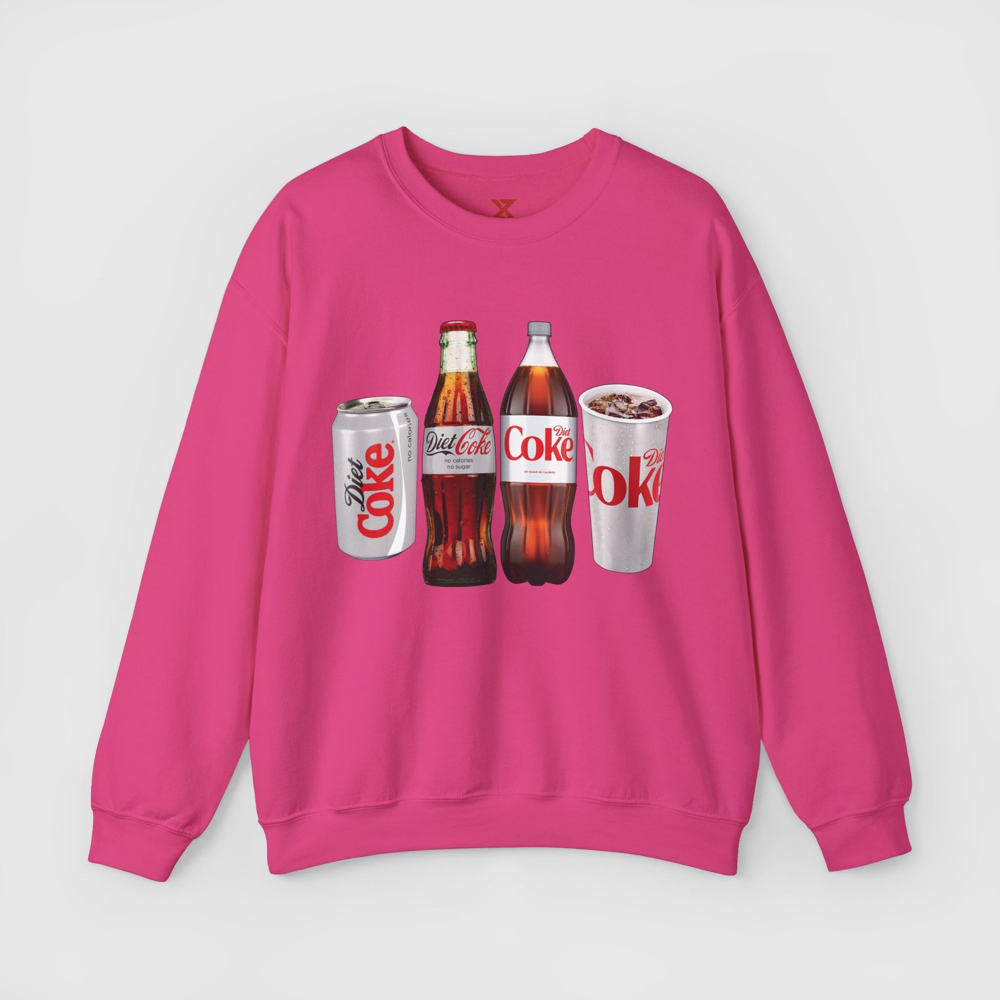 Diet Coke Crewneck Product Pic Front Heliconia