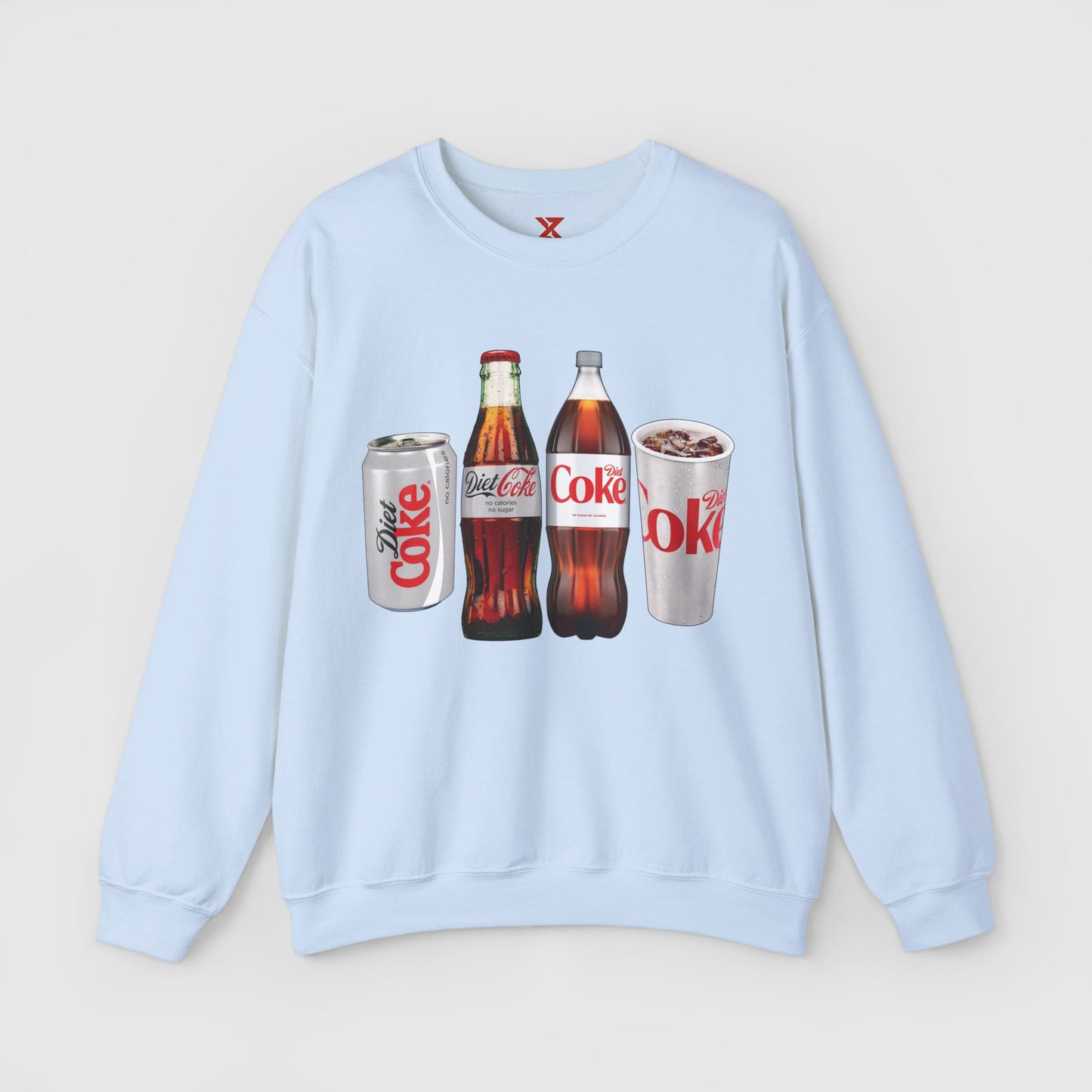 Diet Coke Crewneck Product Pic Front Light Blue