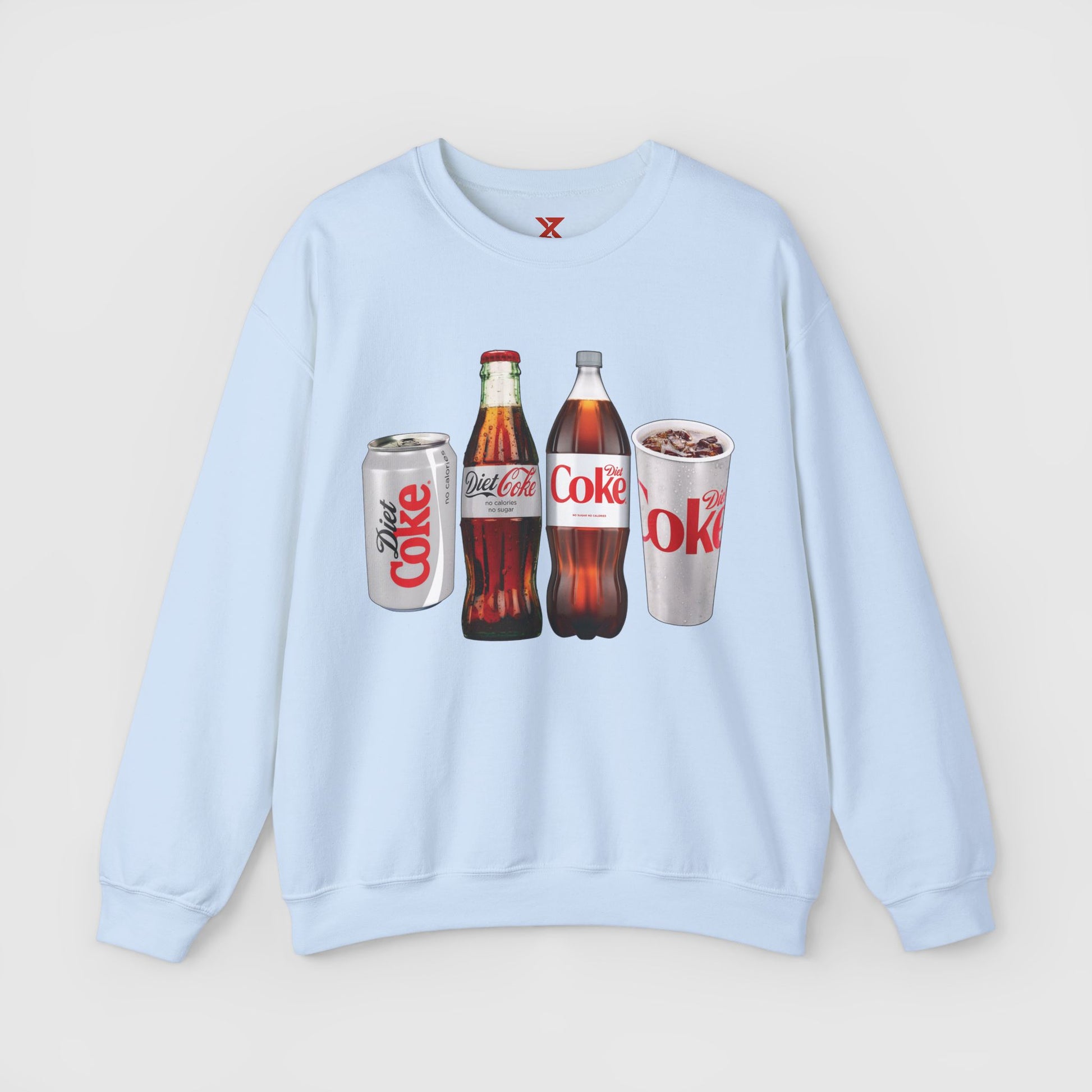 Diet Coke Crewneck Product Pic Front Light Blue