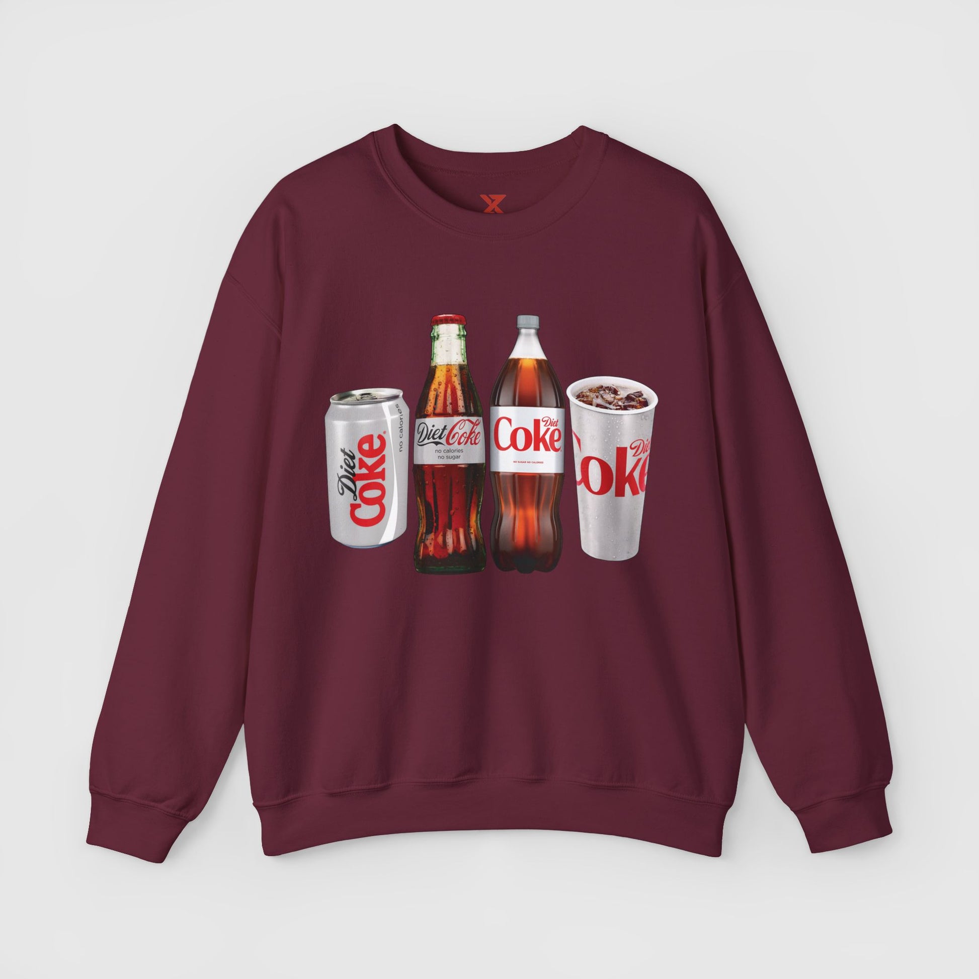 Diet Coke Crewneck Product Pic Front Maroon