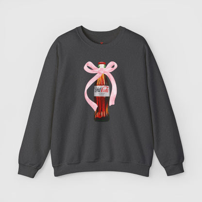 Diet Coke Pink Bow Crewneck Product Pic Front Dark Heather