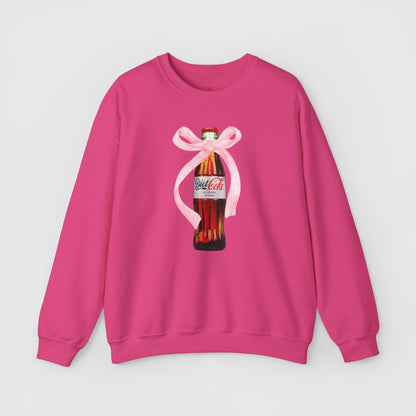 Diet Coke Pink Bow Crewneck Product Pic Front Heliconia