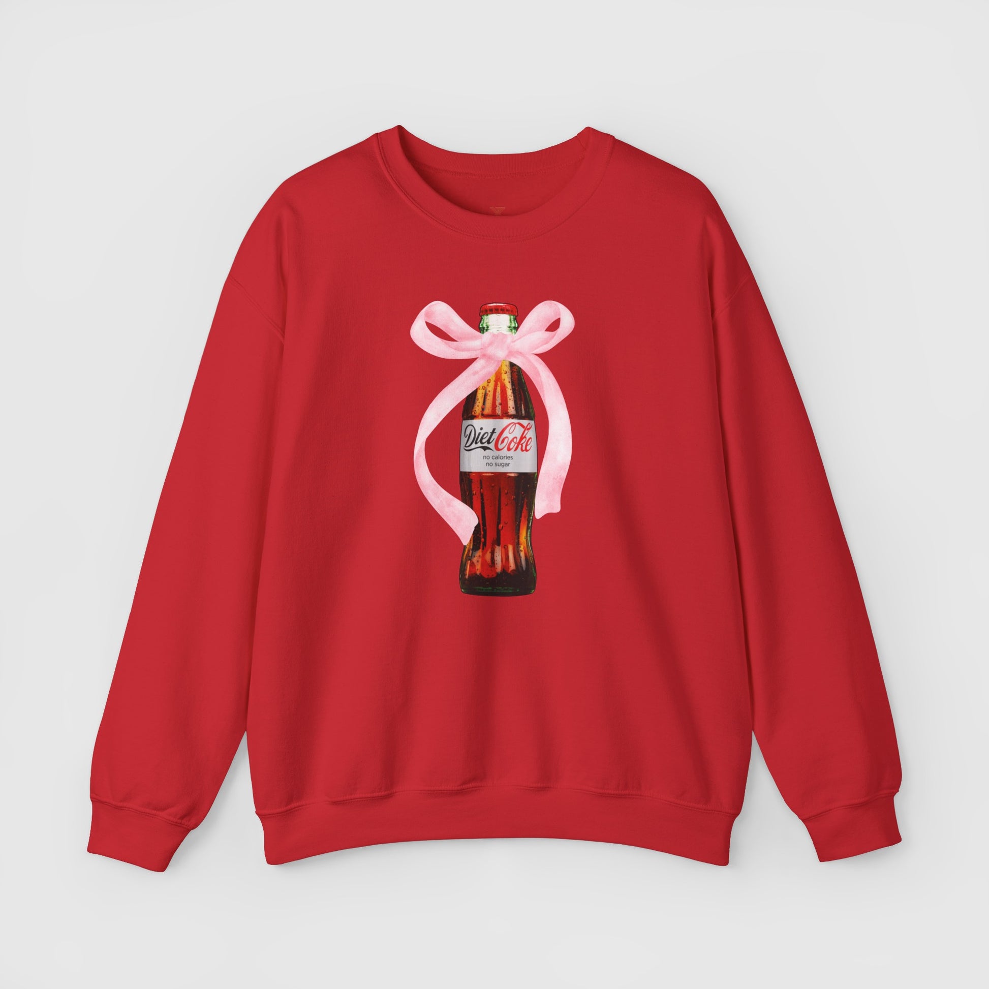Diet Coke Pink Bow Crewneck Product Pic Front Red