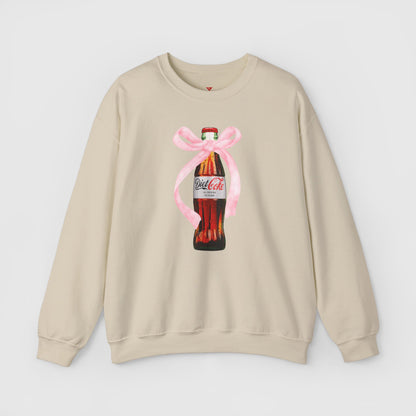 Diet Coke Pink Bow Crewneck Product Pic Front Sand