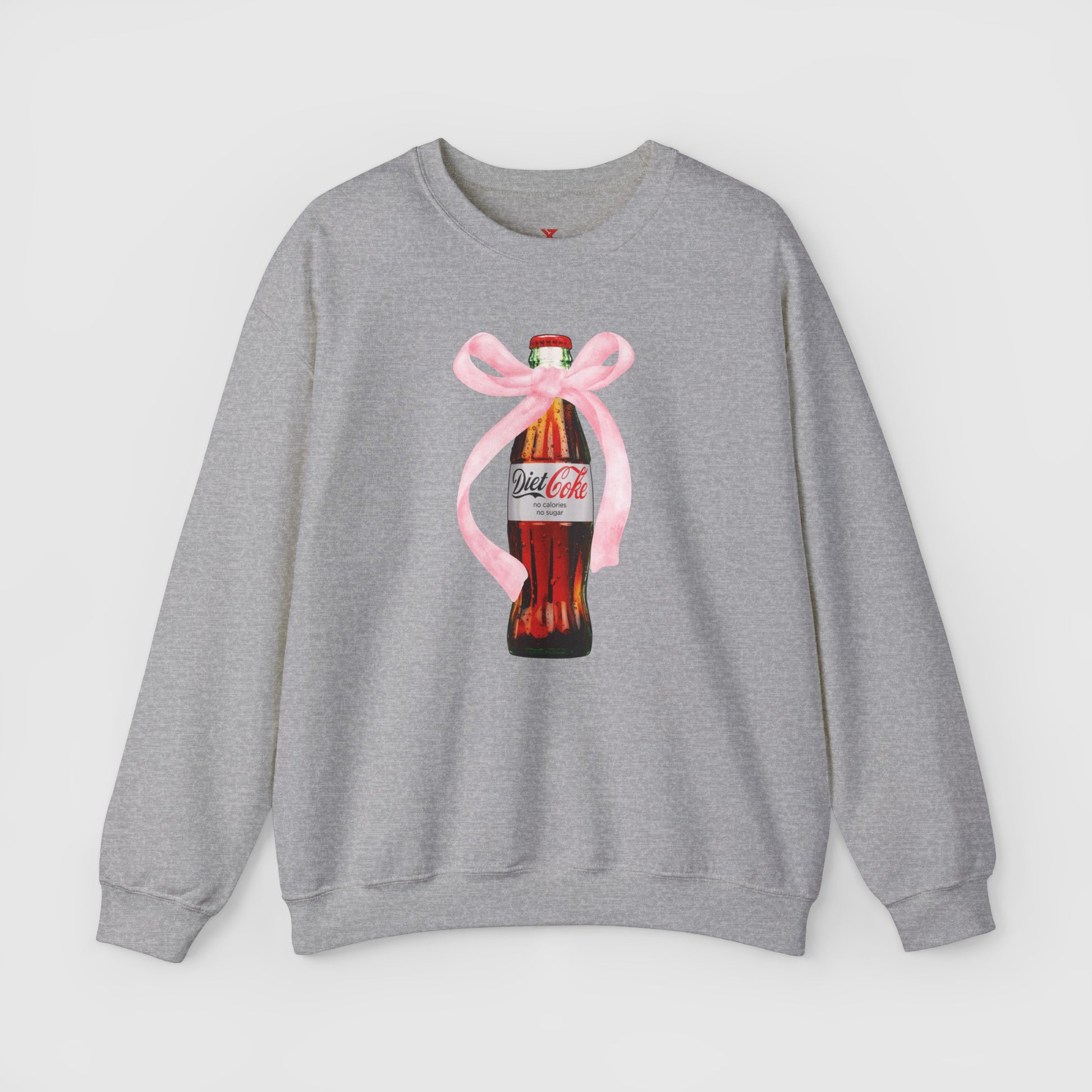Diet Coke Pink Bow Crewneck Product Pic Front Sport Grey