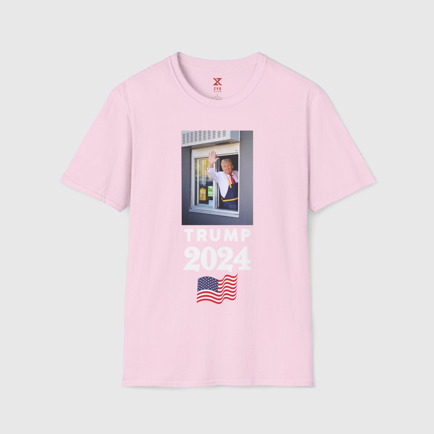 Donald Trump McDonald's Tee 2.0 Product Pic Light Pink