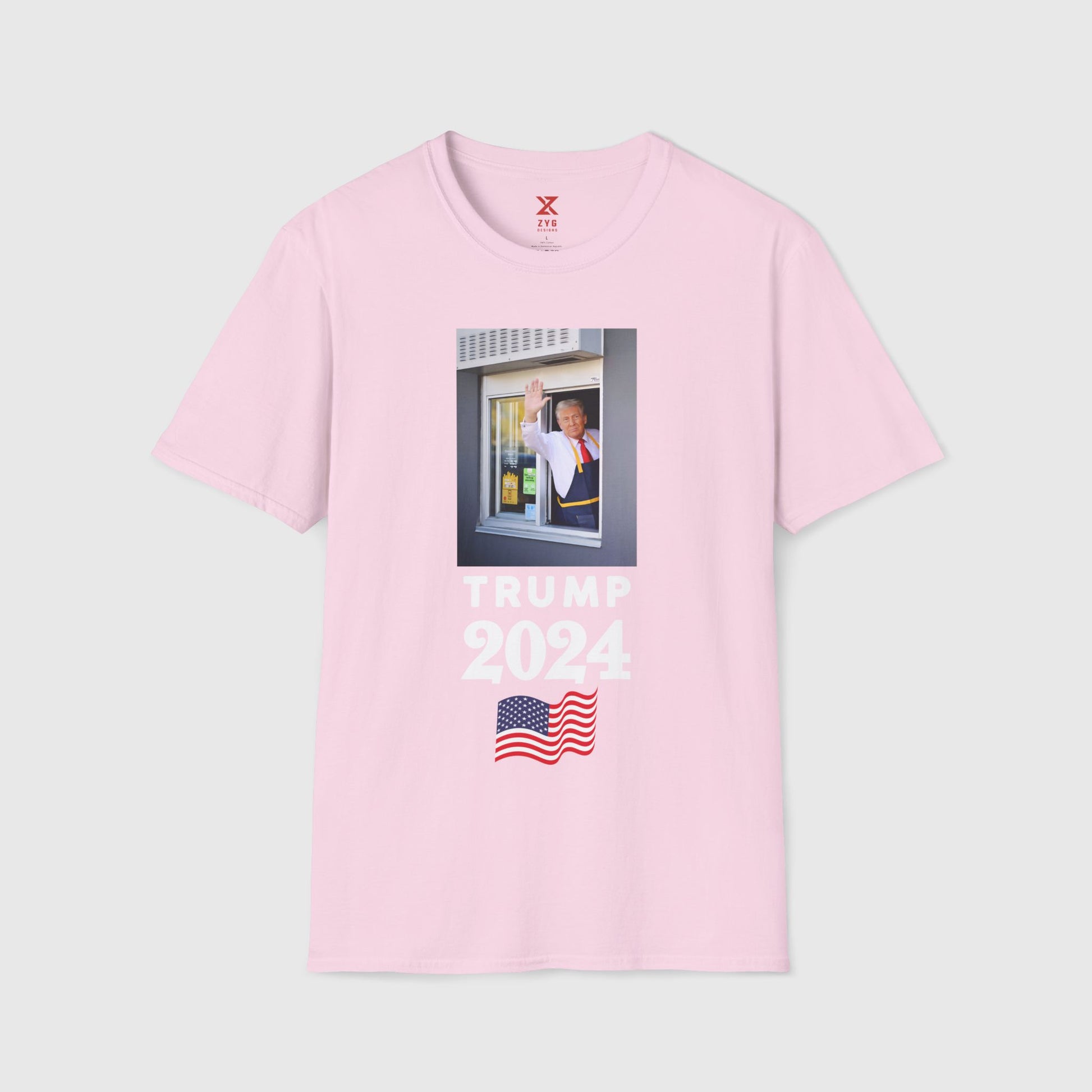 Donald Trump McDonald's Tee 2.0 Product Pic Light Pink