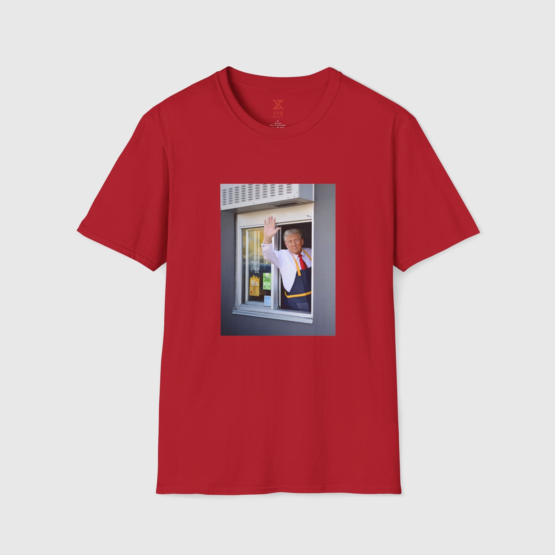 Donald Trump McDonald's Tee Product Pic Cherry Red