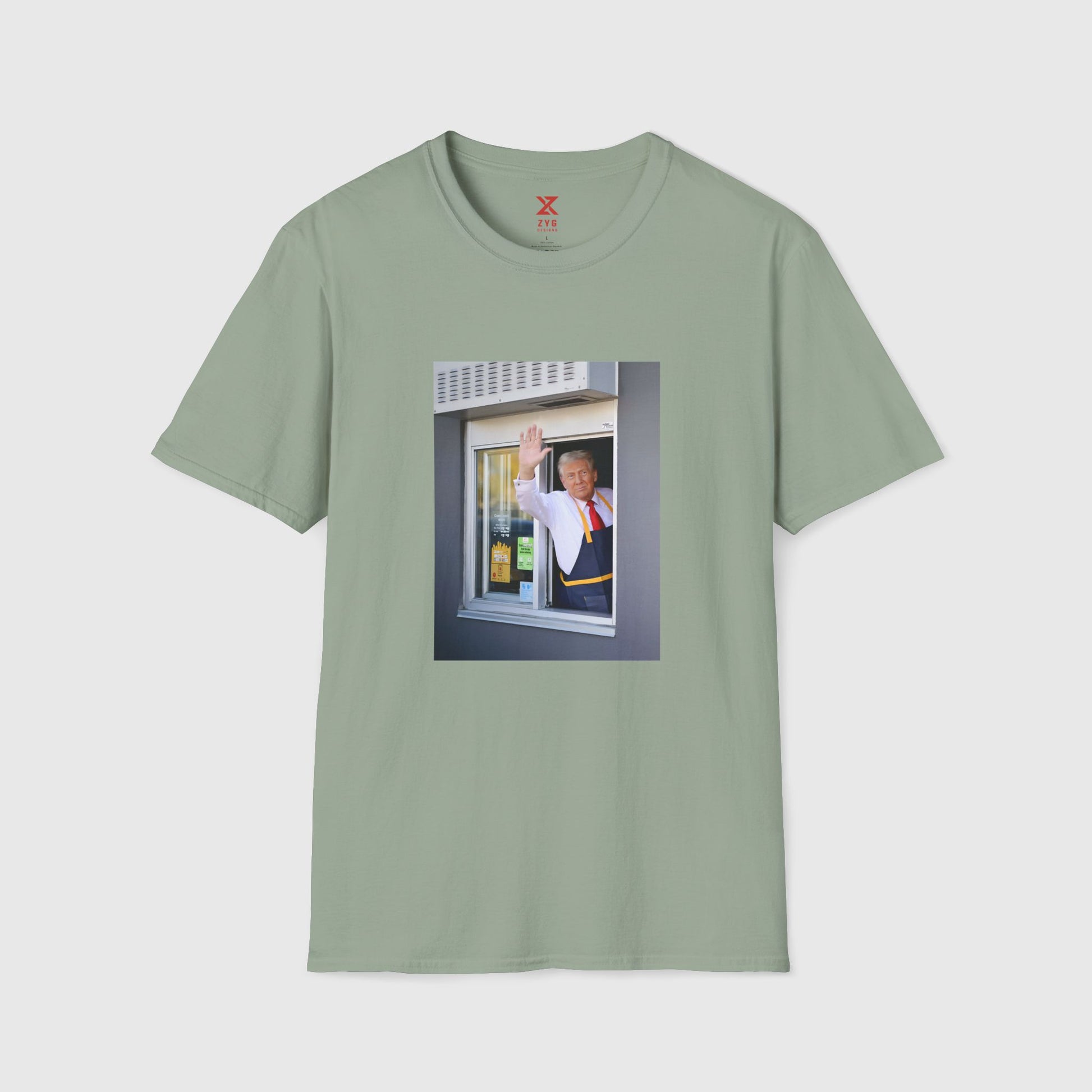 Donald Trump McDonald's Tee Product Pic Sage