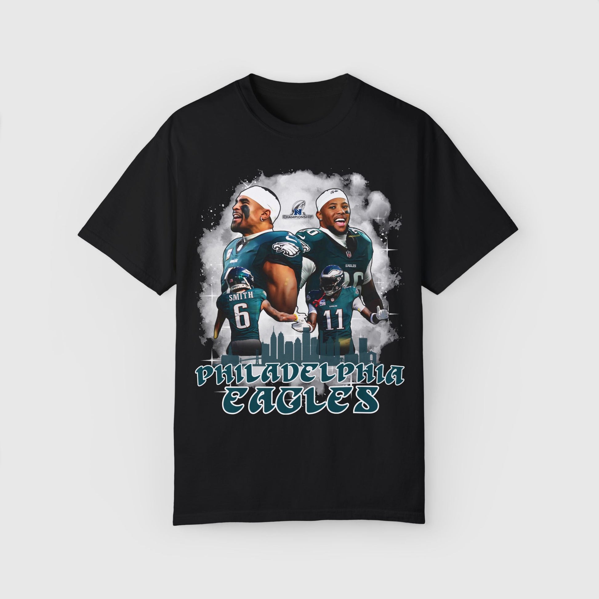 Eagles NFC Champ Quad Tee Product Pic Black