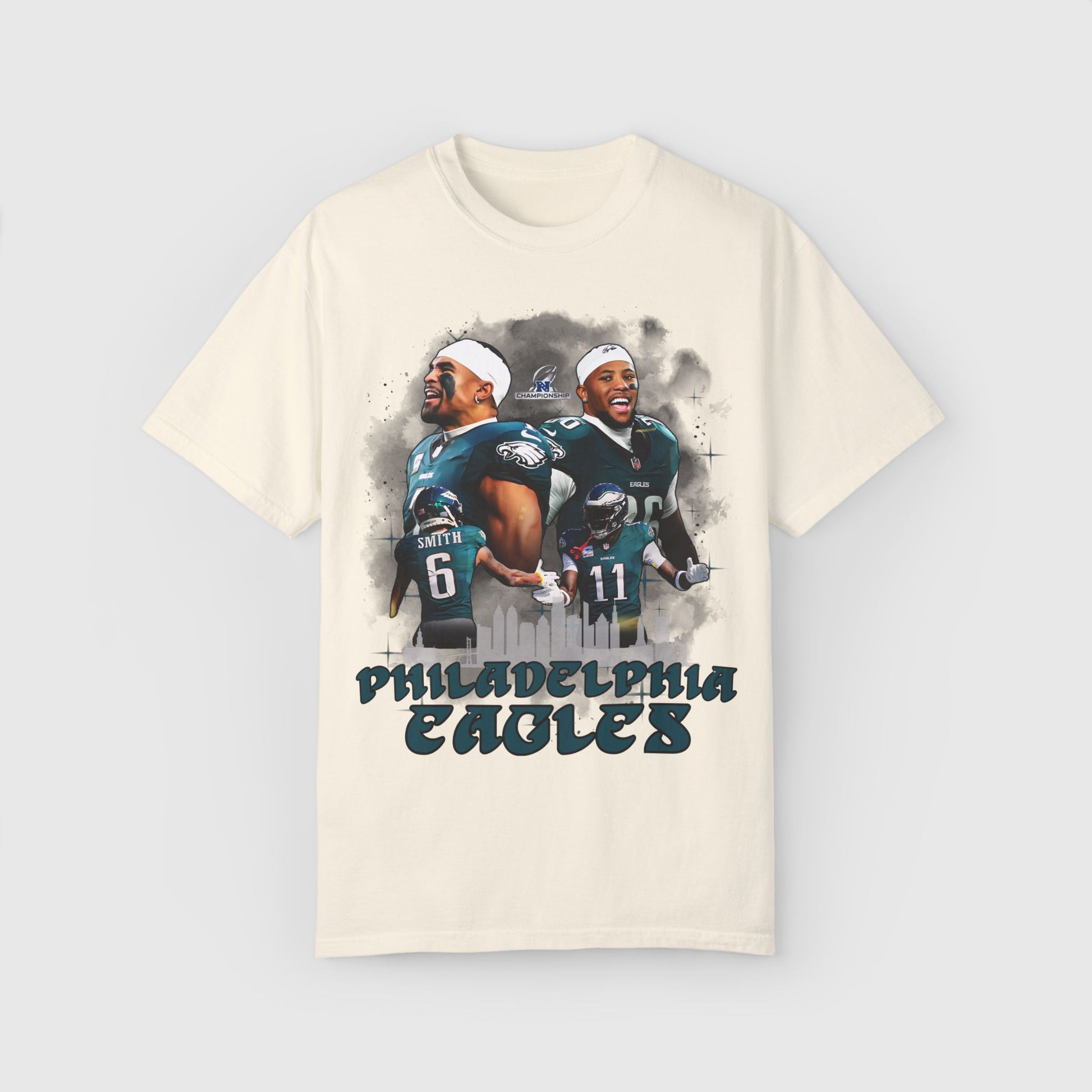 Eagles NFC Champ Quad Tee Product Pic Ivory
