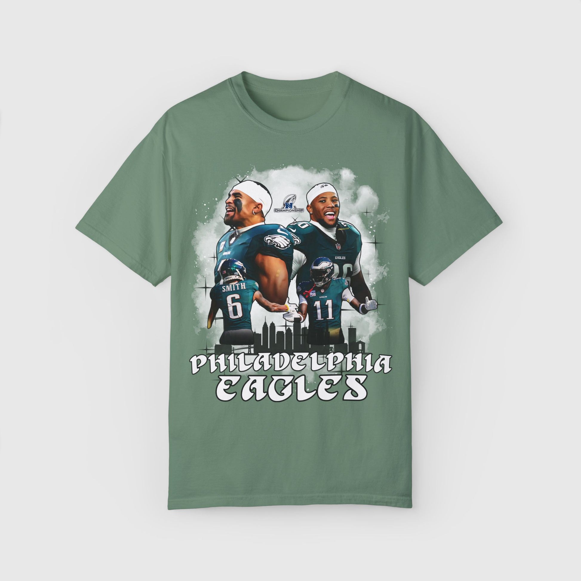 Eagles NFC Champ Quad Tee Product Pic Light Green