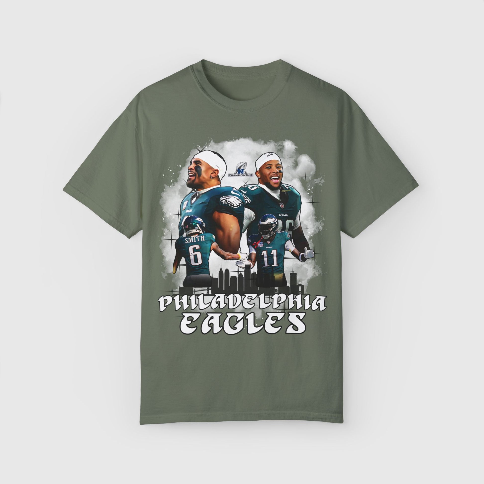 Eagles NFC Champ Quad Tee Product Pic Moss