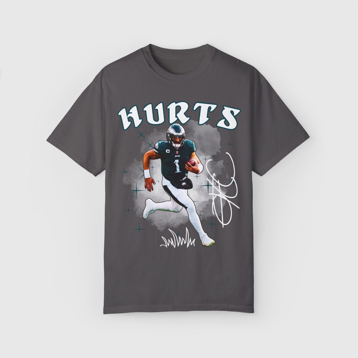 Jalen Hurts Signature Tee Product Pic Front Graphite