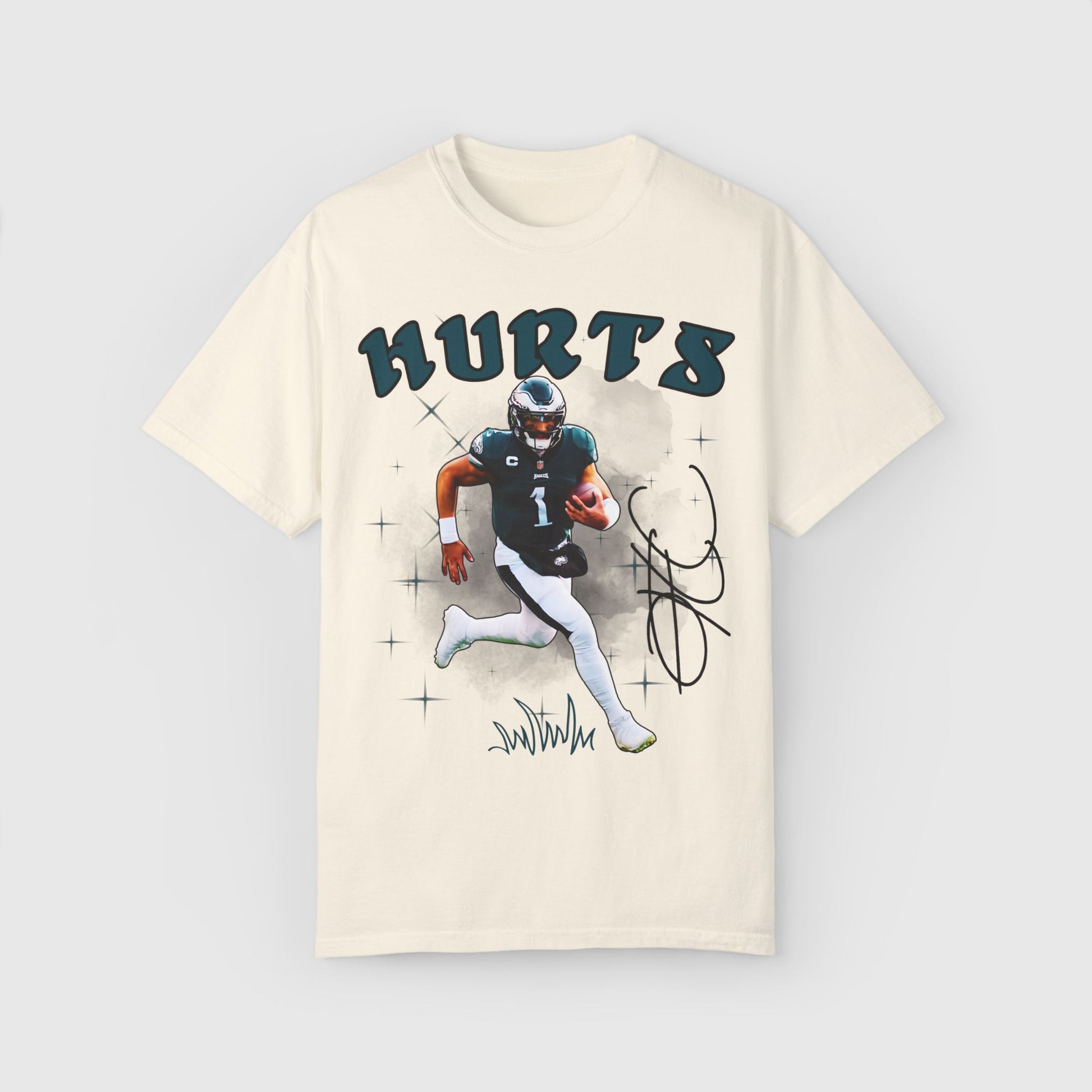 Jalen Hurts Signature Tee Product Pic Front Ivory