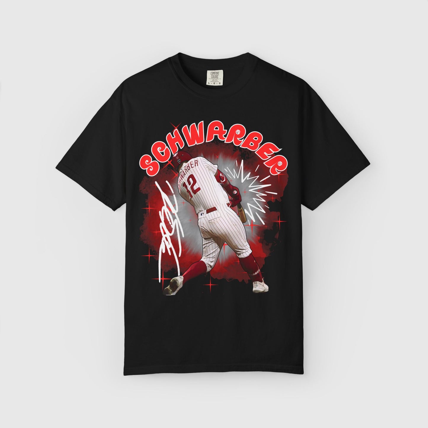 Kyle Schwarber Cartoon Sig Tee Black