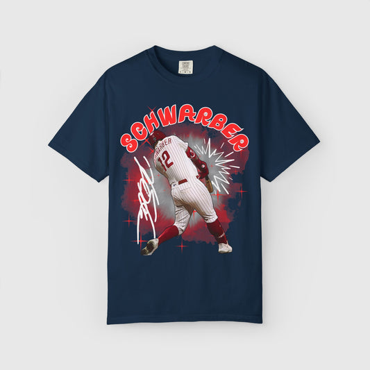 Kyle Schwarber Cartoon Sig Tee True Navy