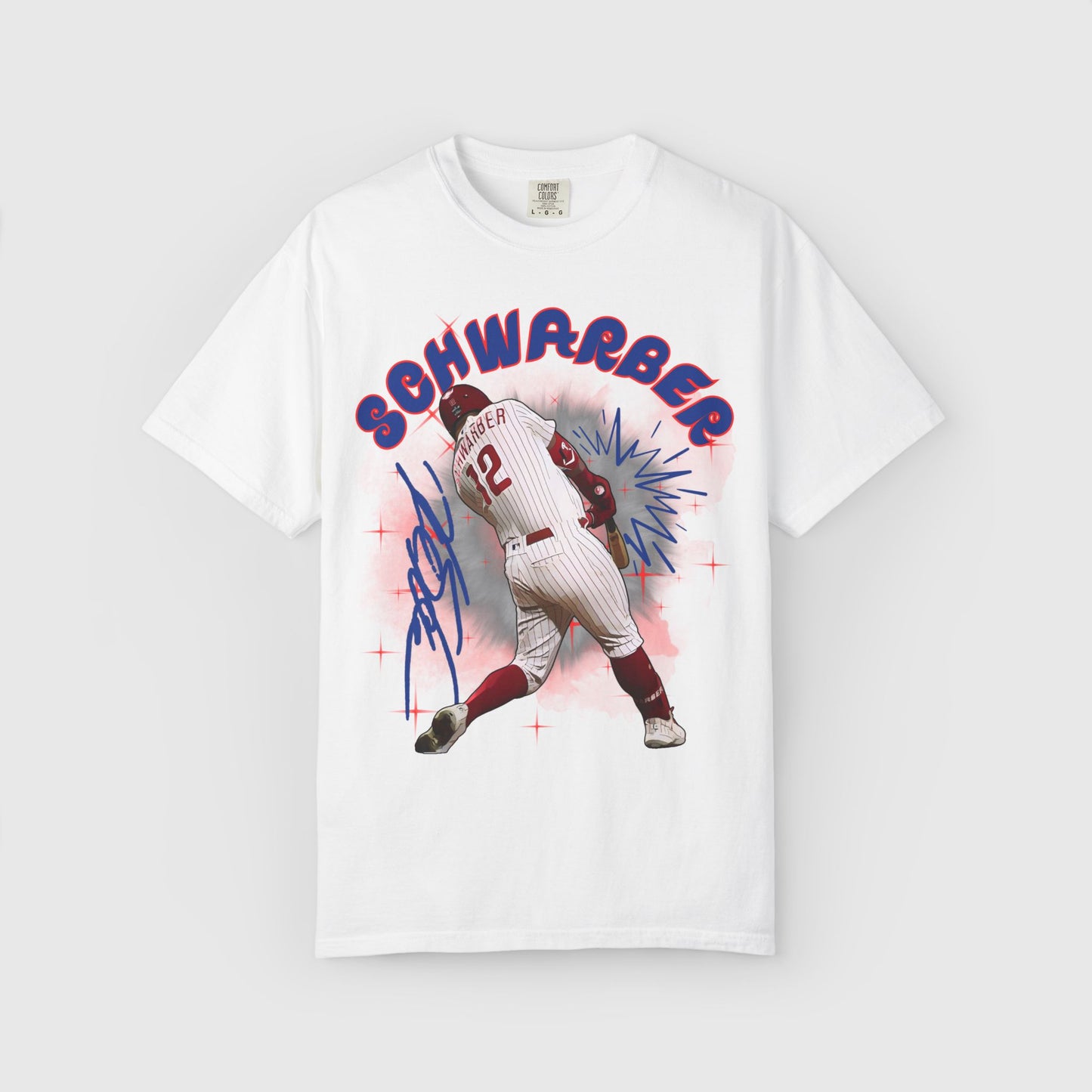 Kyle Schwarber Cartoon Sig Tee White
