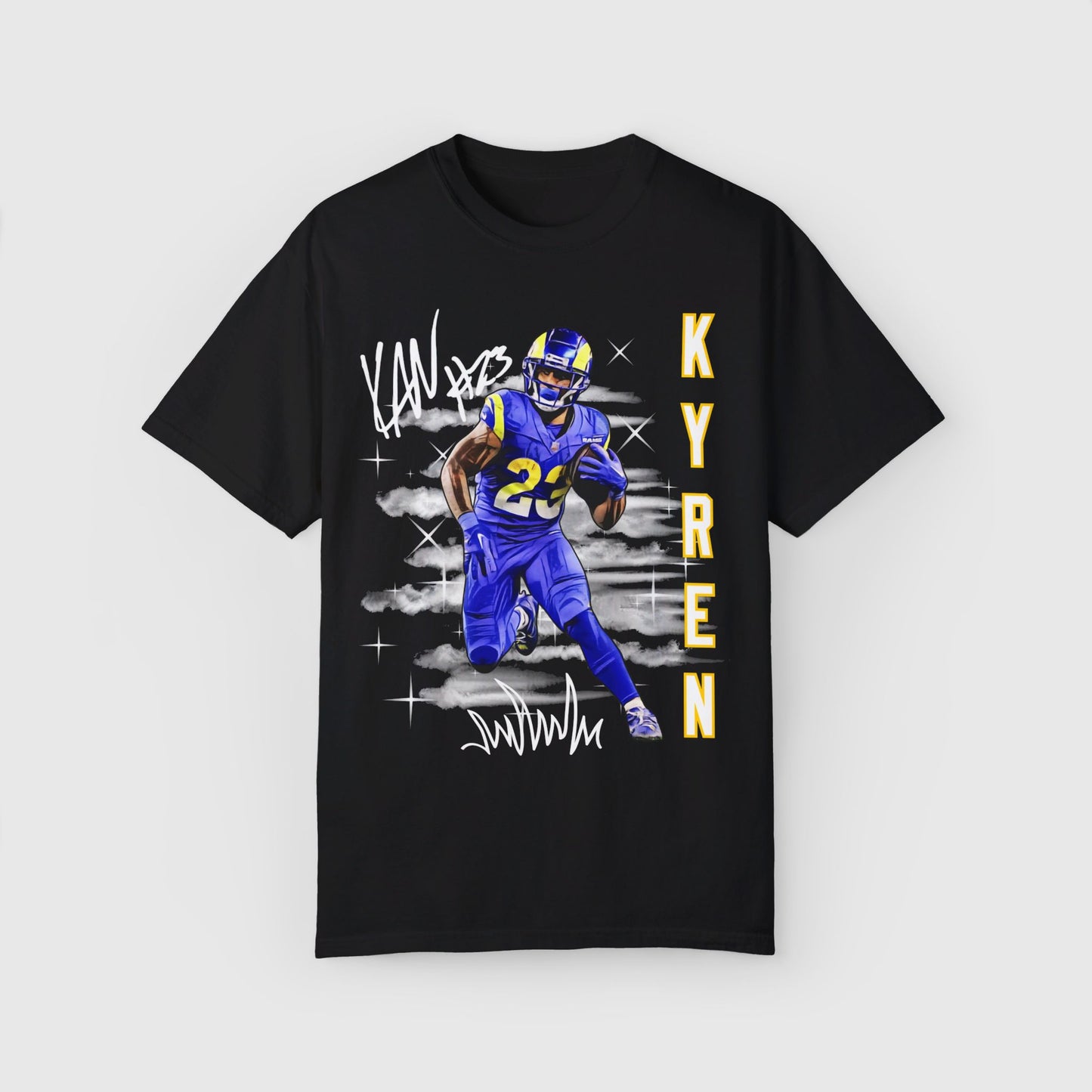 Kyren Williams Signature Ink Art Tee Product Pic Front Black