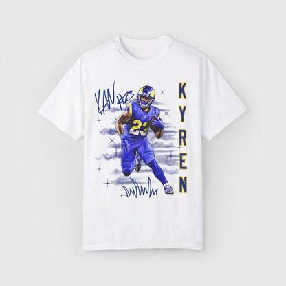Kyren Williams Signature Ink Art Tee Product Pic Front White