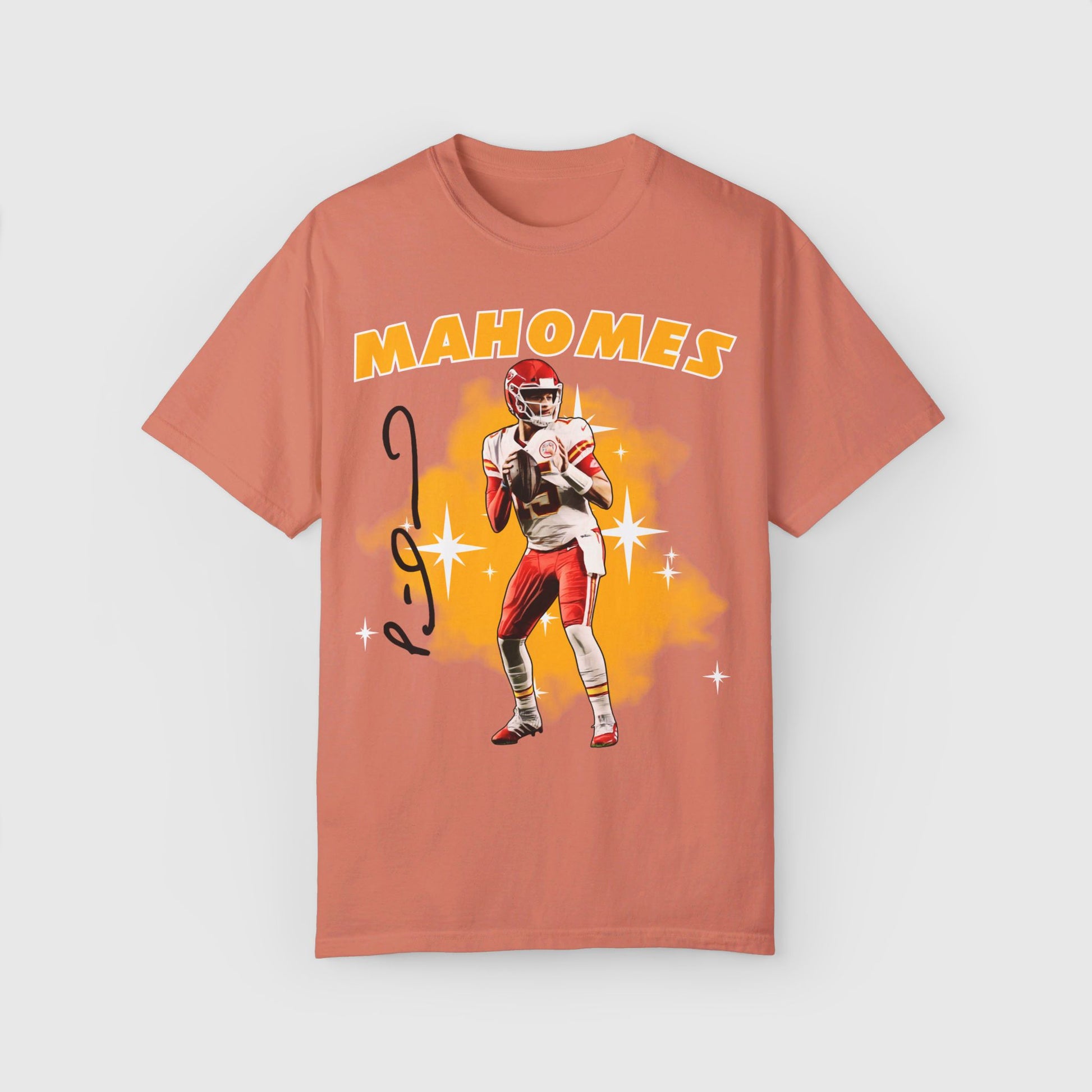 Mahomes Signature Ink Art Tee Product Pic Front Terracotta