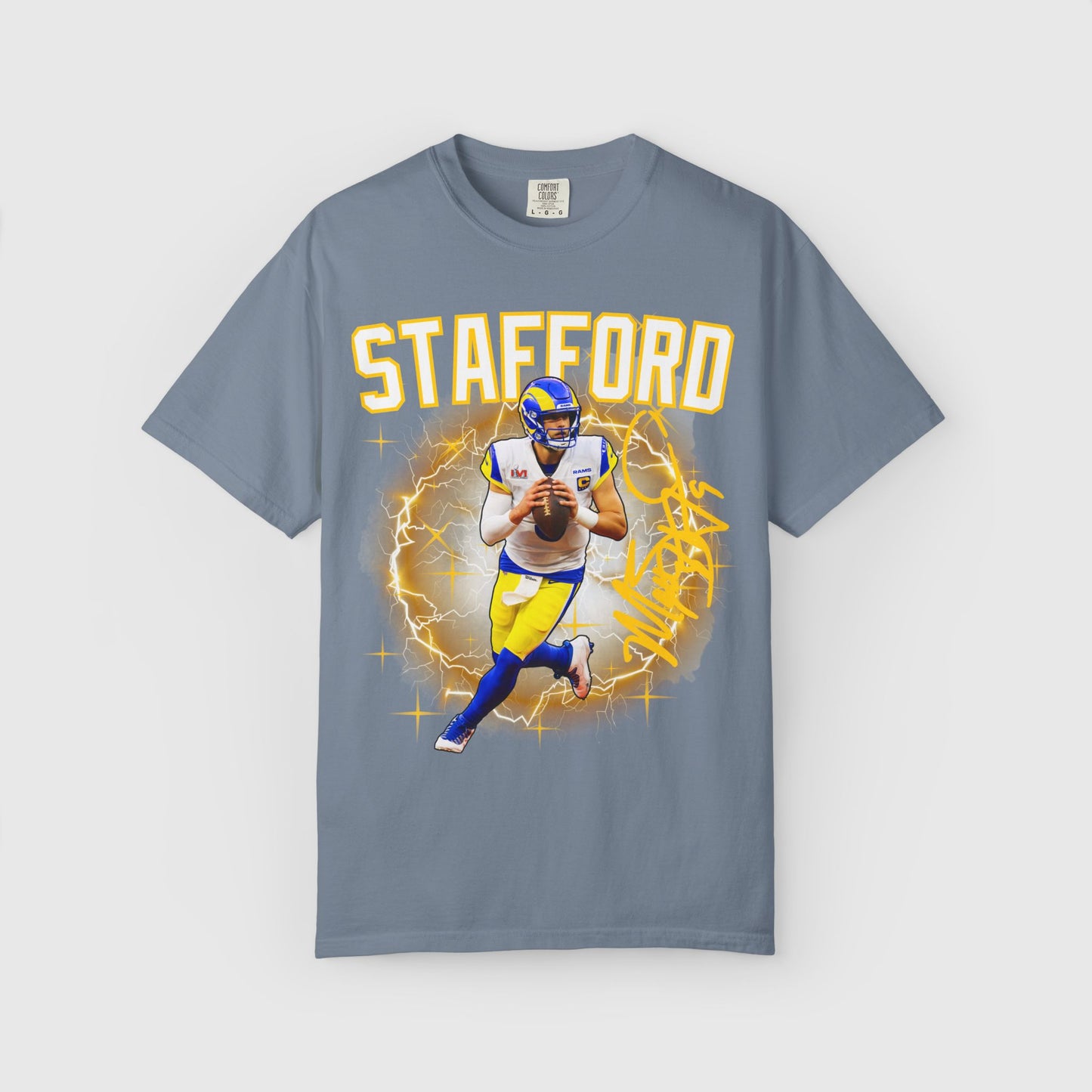 Matt Stafford Signature Tee Product Pic Blue Jean