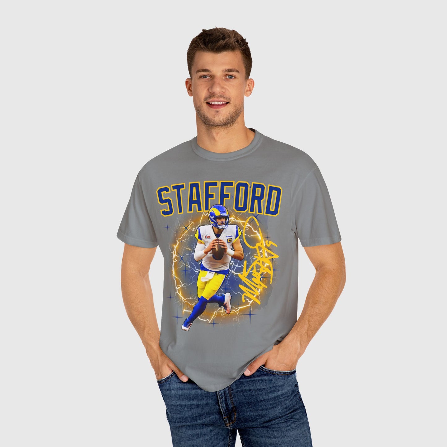 Matt Stafford Signature Tee Product Pic Granite Male Model