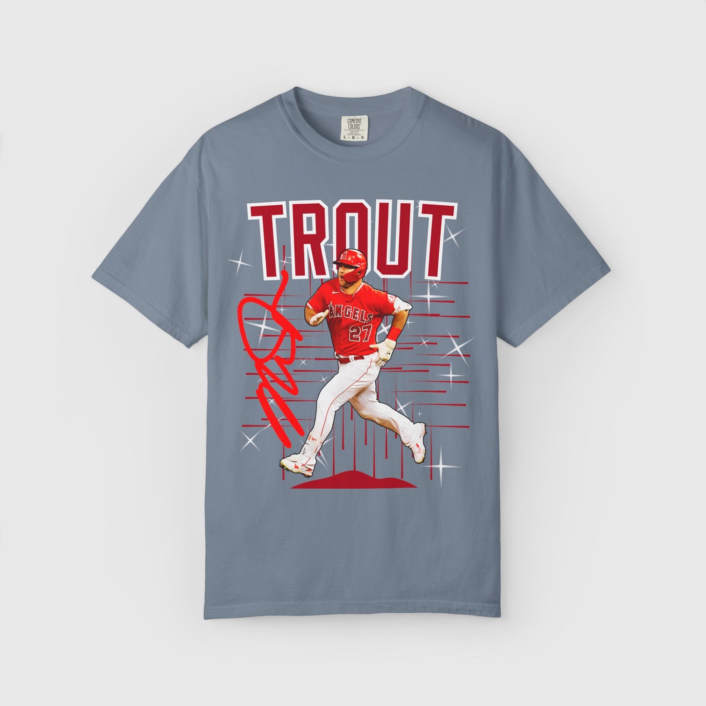 Mike Trout Signature Tee Product Pic Blue Jean