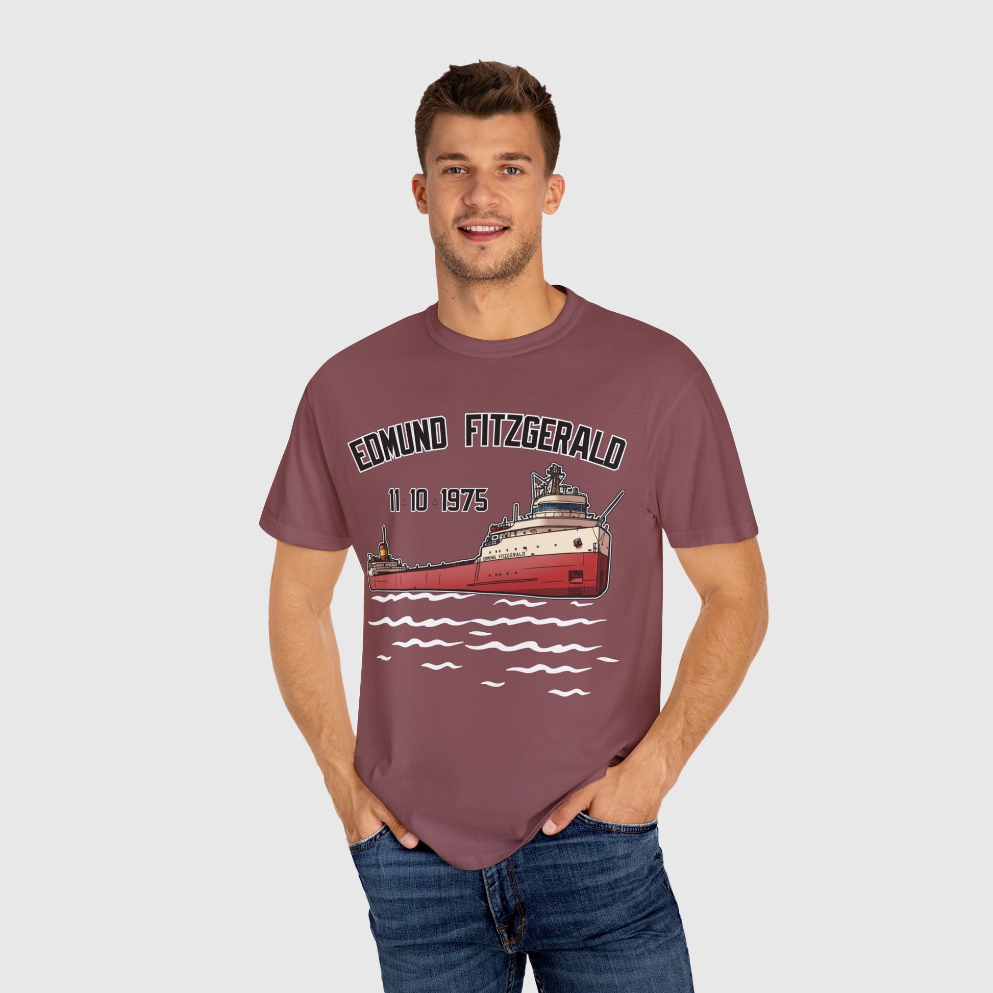 SS Edmund Fitzgerald Tee Product Pic Brick Male Model