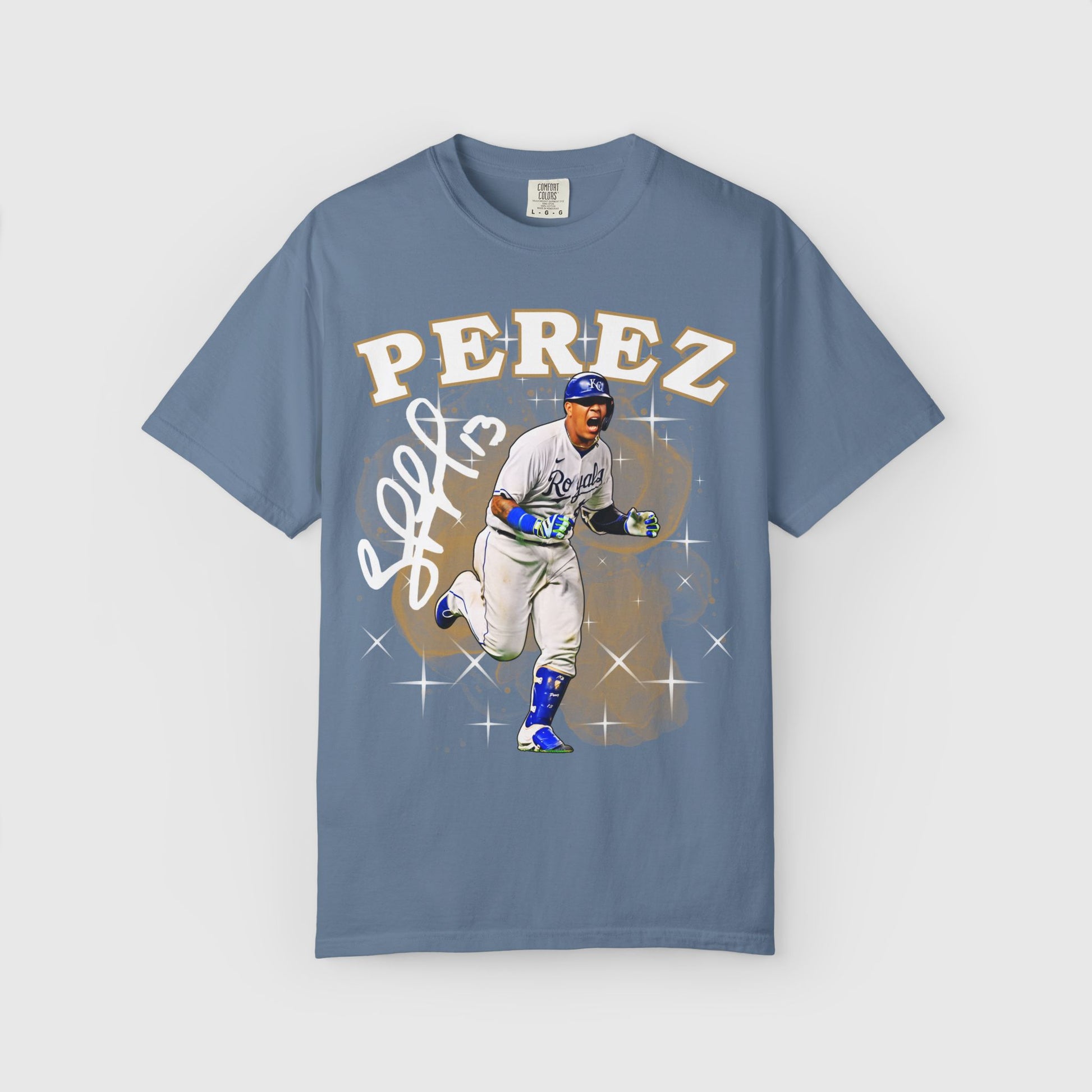 Salvador Perez Signature Tee Product Pic Blue Jean