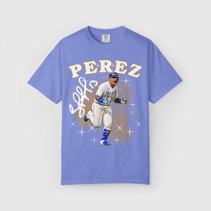 Salvador Perez Signature Tee Product Pic Flo Blue