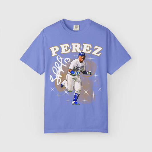 Salvador Perez Signature Tee Product Pic Flo Blue