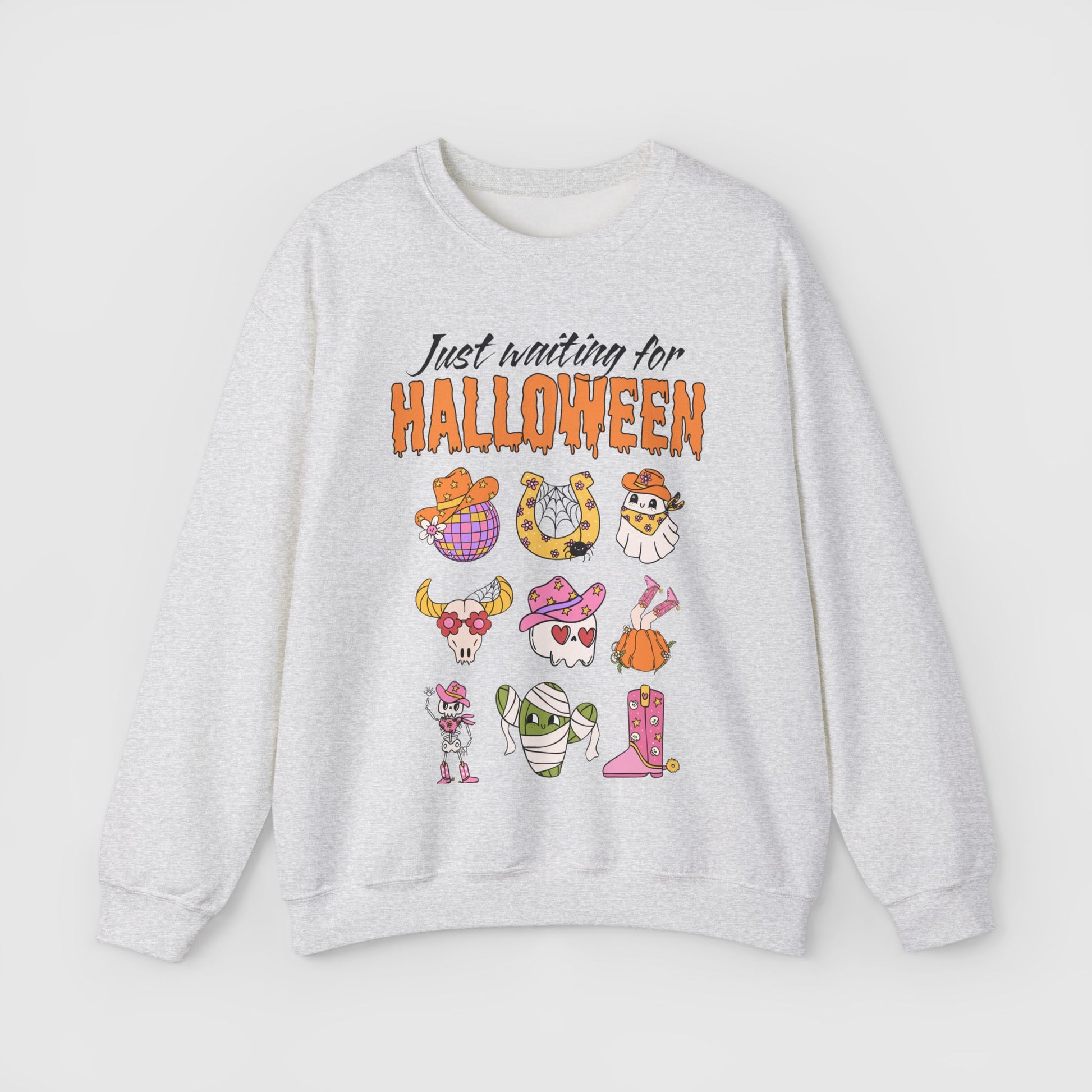 Waiting For Halloween Crewneck Product Pic Front Ash