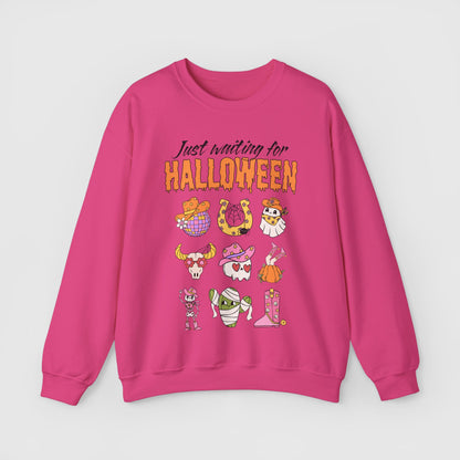 Waiting For Halloween Crewneck Product Pic Front Heliconia