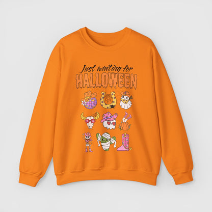 Waiting For Halloween Crewneck Product Pic Front Orange