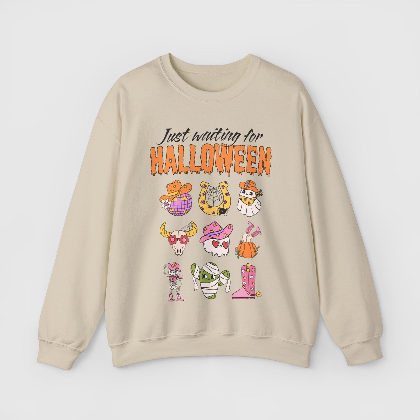 Waiting For Halloween Crewneck Product Pic Front Sand