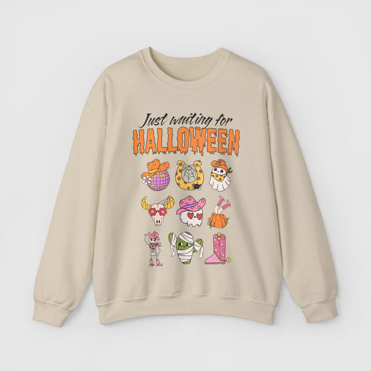 Waiting For Halloween Crewneck Product Pic Front Sand