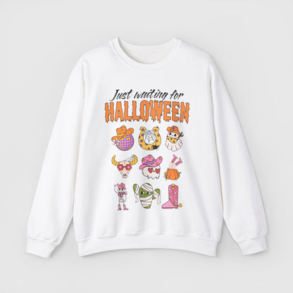 Waiting For Halloween Crewneck Product Pic Front White
