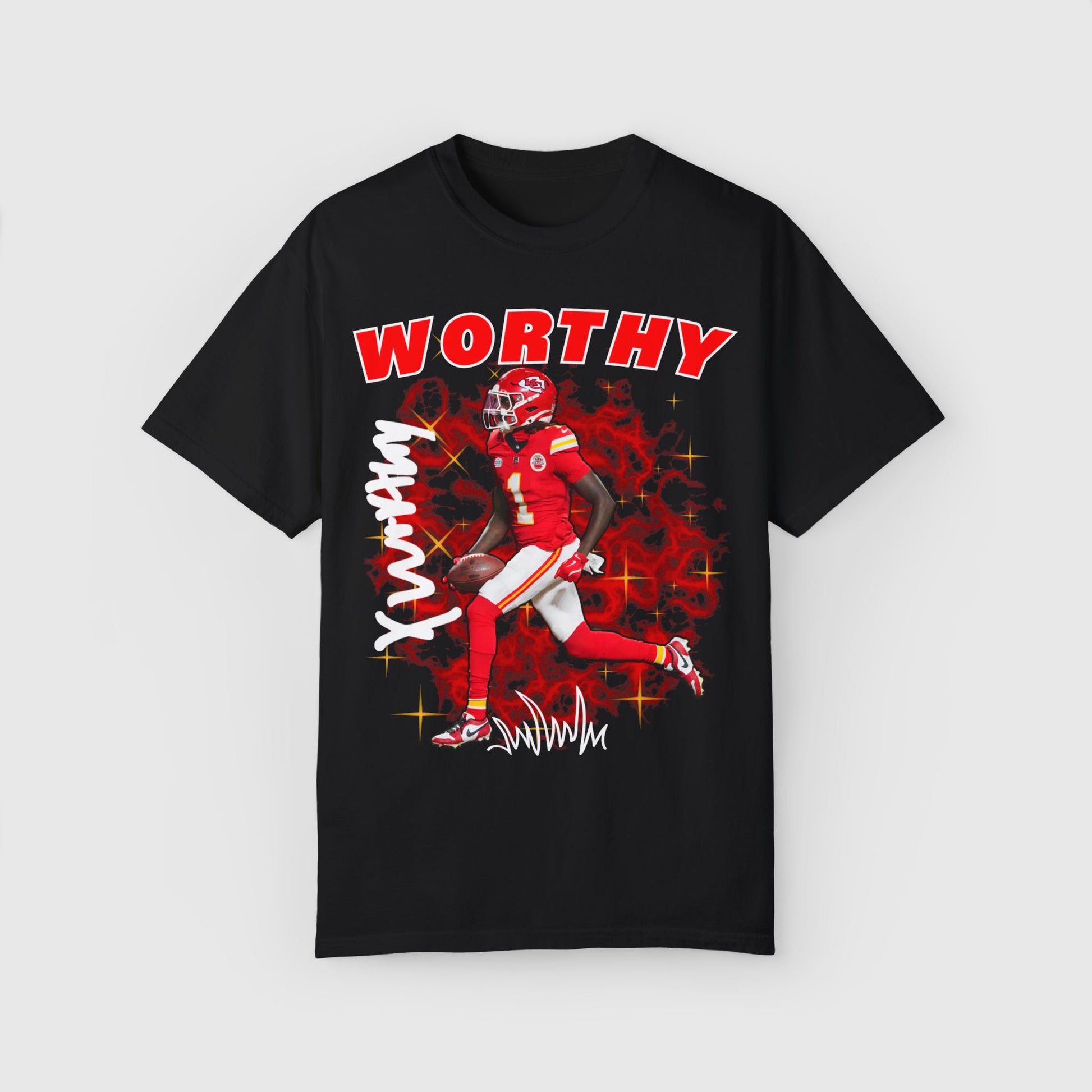 Xavier Worthy Signature Tee Product Pic Front Black