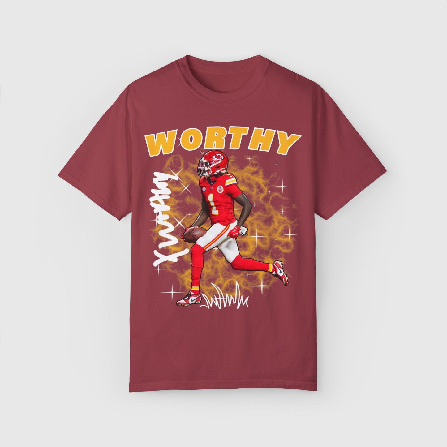 Xavier Worthy Signature Tee Product Pic Front Chili