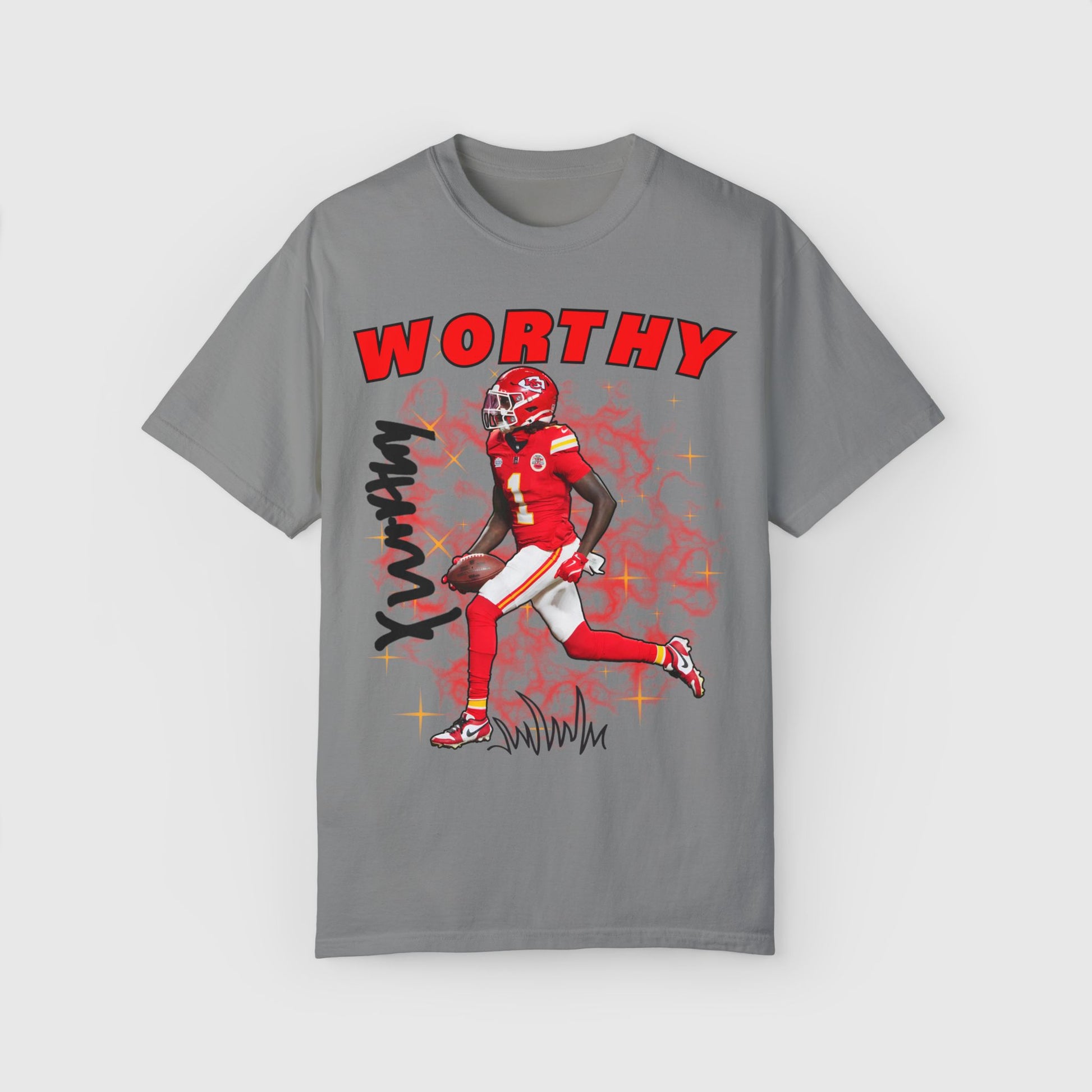 Xavier Worthy Signature Tee Product Pic Front Granite
