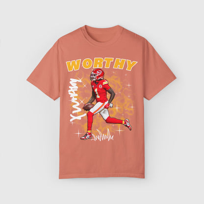 Xavier Worthy Signature Tee Product Pic Front Terracotta